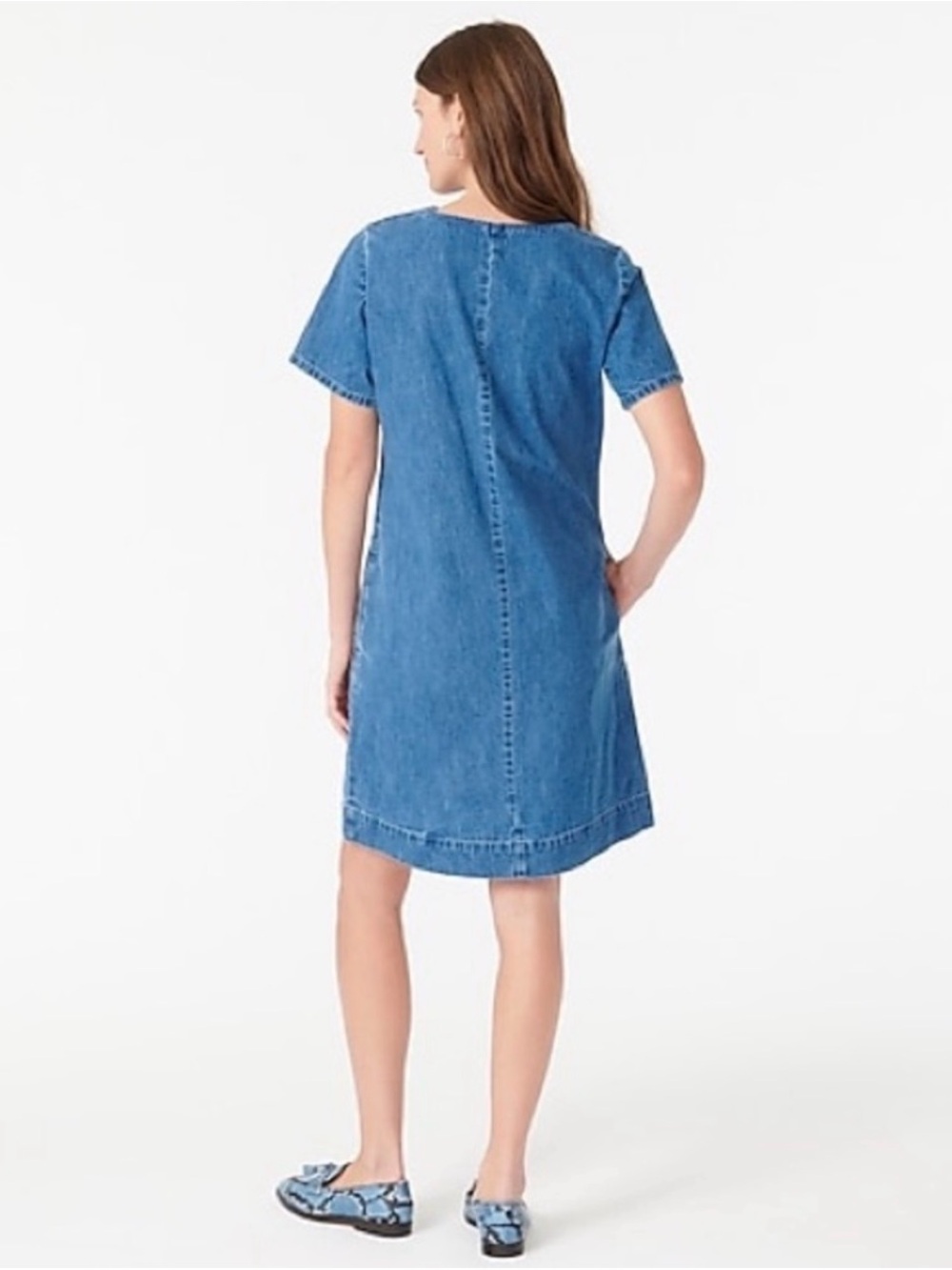 J. Crew Blue Denim Short Sleeve Shift Dress size 6 - Picture 4 of 13